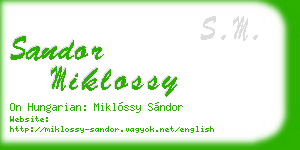 sandor miklossy business card